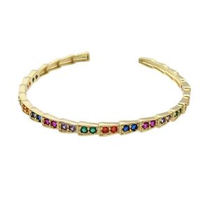 Copper Bangle Pave Zircon Gold Plated, approx 4.5mm, 55mm dia [FR10607]