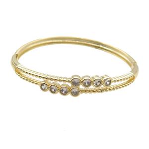 Copper Bangle Pave Zircon Gold Plated, approx 10mm, 55-60mm [FR10609]