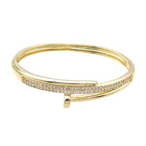 Copper Bangle Pave Zircon Gold Plated, approx 7mm, 55-60mm [FR10610]