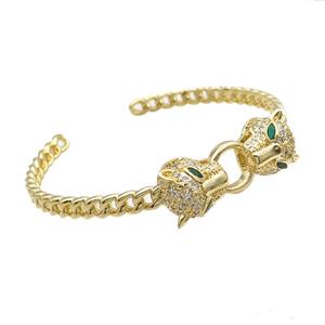 Copper Bangle Pave Zircon Leopard Gold Plated, approx 13mm, 55-60mm [FR10612]
