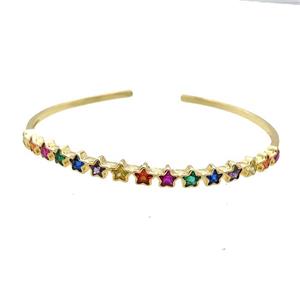 Copper Bangle Pave Zircon Star Gold Plated, approx 5mm, 50-60mm [FR10613]