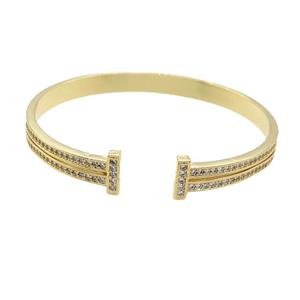 Copper Bangle Pave Zircon Gold Plated, approx 10mm, 60mm dia [FR10616]