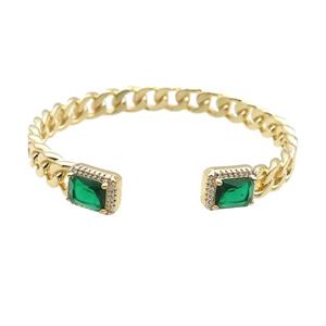 Copper Bangle Pave Zircon Gold Plated, approx 9-11mm, 53mm dia [FR10617]