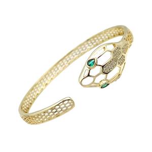 Copper Bangle Pave Zircon Snake Gold Plated, approx 16mm, 50-60mm [FR10618]