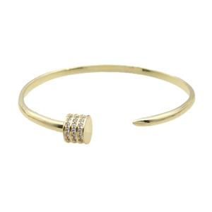 Copper Bangle Pave Zircon Gold Plated, approx 9.5mm, 50-60mm [FR10619]