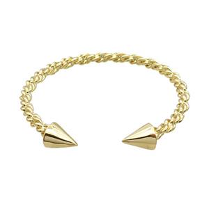 Copper Bangle Pave Gold Plated, approx 9.5mm, 60mm dia [FR10621]