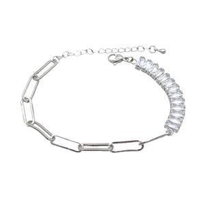 Copper Bracelets Pave Zircon Platinum Plated, approx 7mm, 5-15mm, 15-20cm length [FR10622]