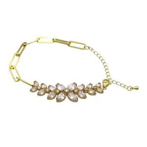 Copper Bracelets Pave Zircon Gold Plated, approx 8-14.5mm, 5-15mm, 15-20cm length [FR10628]