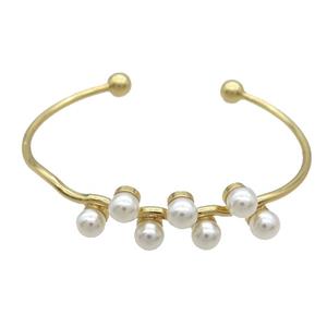 Copper Bangle Pave Pearlized Glass Gold Plated, approx 6mm, 50-60mm [FR10630]