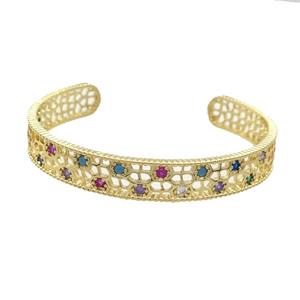 Copper Bangle Pave Zircon Gold Plated, approx 10mm, 50-60mm [FR10642]