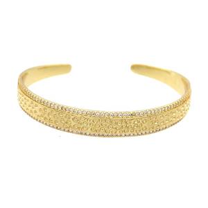 Copper Bangle Pave Zircon Gold Plated, approx 9mm, 50-60mm [FR10643]