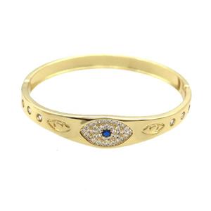 Copper Bangle Pave Zircon Gold Plated Eye, approx 9-12mm, 50-60mm [FR10644]