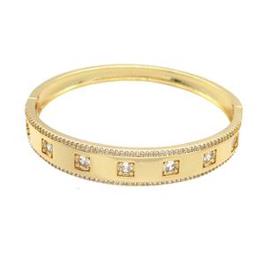 Copper Bangle Pave Zircon Gold Plated, approx 6-11mm, 50-60mm [FR10645]