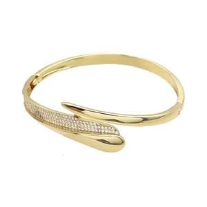 Copper Bangle Pave Zircon Gold Plated, approx 11mm, 50-60mm [FR10646]