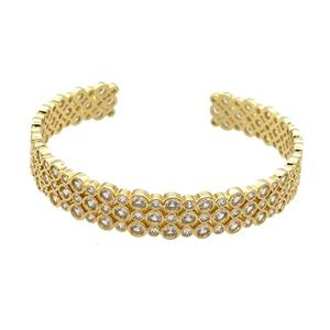 Copper Bangle Pave Zircon Gold Plated, approx 11mm, 50-60mm [FR10647]