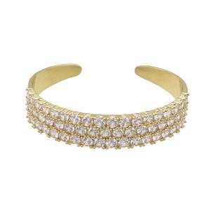 Copper Bangle Pave Zircon Gold Plated, approx 12.5mm, 50-60mm [FR10648]