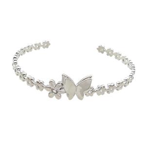 Copper Bangle Pave Zircon Butterfly Platinum Plated, approx 6-15mm, 50-65mm [FR10651]