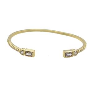 Copper Bangle Pave Zircon Gold Plated, approx 5-8mm, 50-60mm [FR10654]