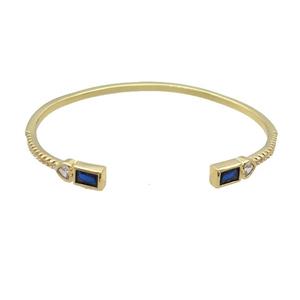 Copper Bangle Pave Zircon Blue Gold Plated, approx 5-8mm, 50-60mm [FR10656]