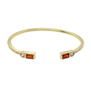 Copper Bangle Pave Zircon Red Gold Plated, approx 5-8mm, 50-60mm [FR10657]