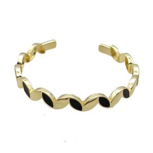 Copper Bangle Black Agate Gold Plated, approx 8mm, 55mm dia [FR10659]