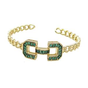 Copper Bangle Pave Zircon Green Gold Plated, approx 16-33mm, 50-60mm [FR10664]