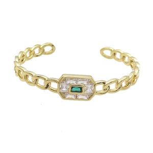 Copper Bangle Pave Zircon Gold Plated, approx 12-18mm, 45-60mm [FR10667]