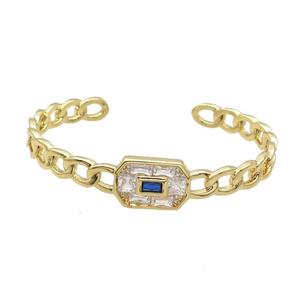Copper Bangle Pave Zircon Gold Plated, approx 12-18mm, 45-60mm [FR10668]