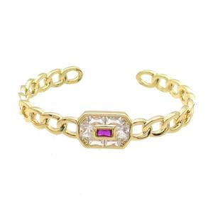 Copper Bangle Pave Zircon Gold Plated, approx 12-18mm, 45-60mm [FR10669]