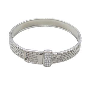 Copper Bangle Pave Zircon Platinum Plated, approx 9-15mm, 58mm dia [FR10701]