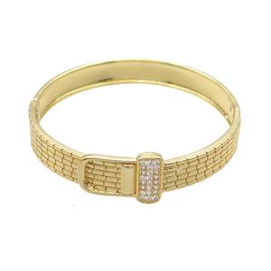 Copper Bangle Pave Zircon Gold Plated, approx 9-15mm, 58mm dia [FR10702]