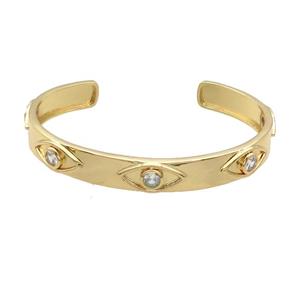 Copper Bangle Pave Zircon Gold Plated Eye, approx 8.5mm, 50-60mm [FR10703]