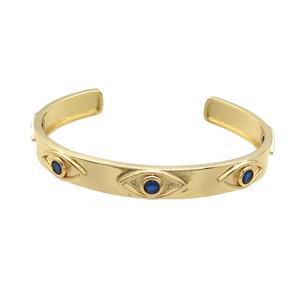 Copper Bangle Pave Zircon Eye Gold Plated, approx 8.5mm, 50-60mm [FR10706]