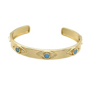 Copper Bangle Pave Zircon Eye Gold Plated, approx 8.5mm, 50-60mm [FR10707]
