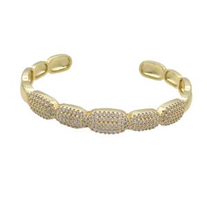 Copper Bangle Pave Zircon Gold Plated, approx 7-10mm, 8-14mm, 50-57mm [FR10708]