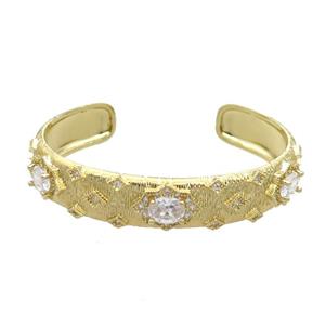 Copper Bangle Pave Zircon Crystal Glass Gold Plated, approx 12mm, 50-60mm [FR10724]