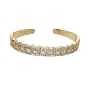 Copper Bangle Pave Zircon Gold Plated, approx 9mm, 50-60mm [FR10729]
