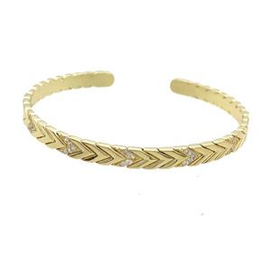 Copper Bangle Pave Zircon Gold Plated, approx 6mm, 55-65mm [FR10737]