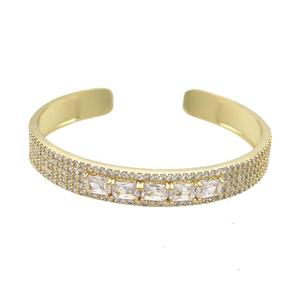 Copper Bangle Pave Zircon Gold Plated, approx 9mm, 50-55mm [FR10739]