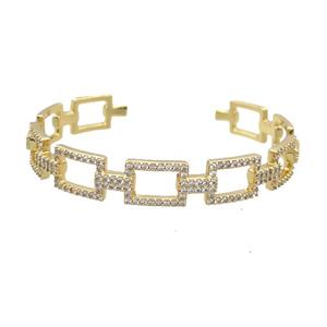 Copper Bangle Pave Zircon Gold Plated, approx 10-14mm, 50-60mm [FR10741]