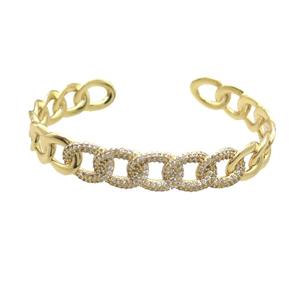 Copper Bangle Pave Zircon Gold Plated, approx 11mm, 55-65mm [FR10742]