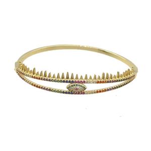 Copper Bangle Pave Zircon Eye Gold Plated, approx 10mm, 50-60mm [FR10743]
