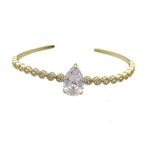 Copper Bangle Pave Crystal Teardrop Gold Plated, approx 10-15mm, 50-60mm [FR10751]