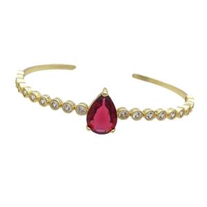 Copper Bangle Pave Red Crystal Teardrop Gold Plated, approx 10-15mm, 50-60mm [FR10754]