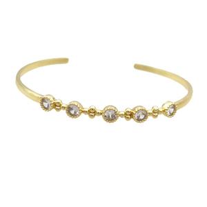 Copper Bangle Pave Zircon Gold Plated, approx 5.5mm, 50-60mm [FR10756]