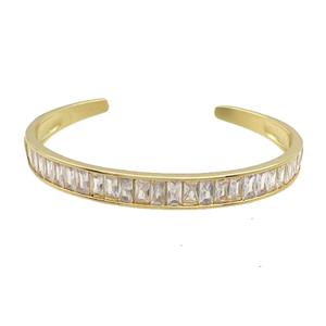 Copper Bangle Pave Zircon Gold Plated, approx 7.5mm, 50-60mm [FR10767]