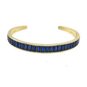 Copper Bangle Pave Darkblue Zircon Gold Plated, approx 7.5mm, 50-60mm [FR10770]