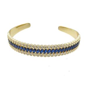 Copper Bangle Pave Blue Zircon Gold Plated, approx 10mm, 55-60mm [FR10776]