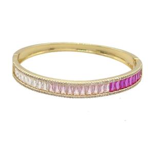 Copper Bangle Pave Multicolor Zircon Gold Plated, approx 8mm, 50-60mm [FR10777]