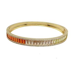 Copper Bangle Pave Multicolor Zircon Gold Plated, approx 8mm, 50-60mm [FR10778]